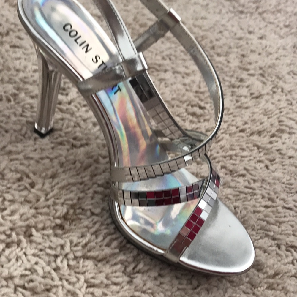 Silver Mirrored Wrap Around, Open Toe And Heel Sa… - image 7